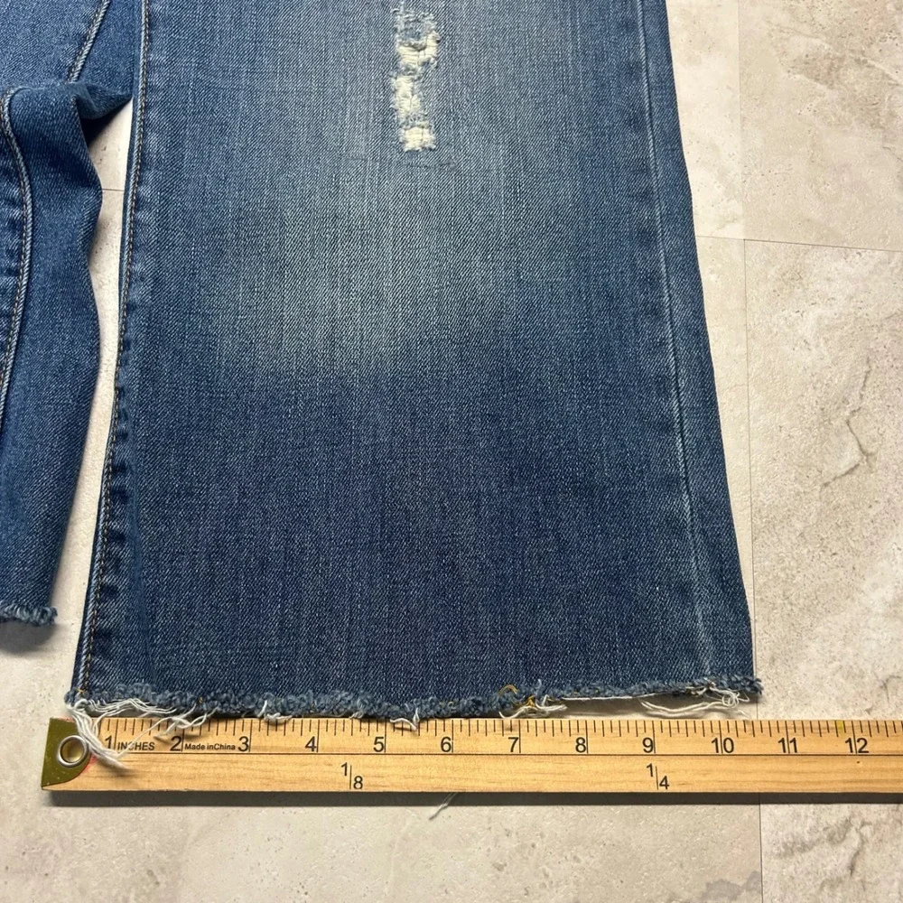 Aeropostale Vintage Bootcut Jeans Blue Mens 34 Custom Cropped Capri Raw Hem Y2K